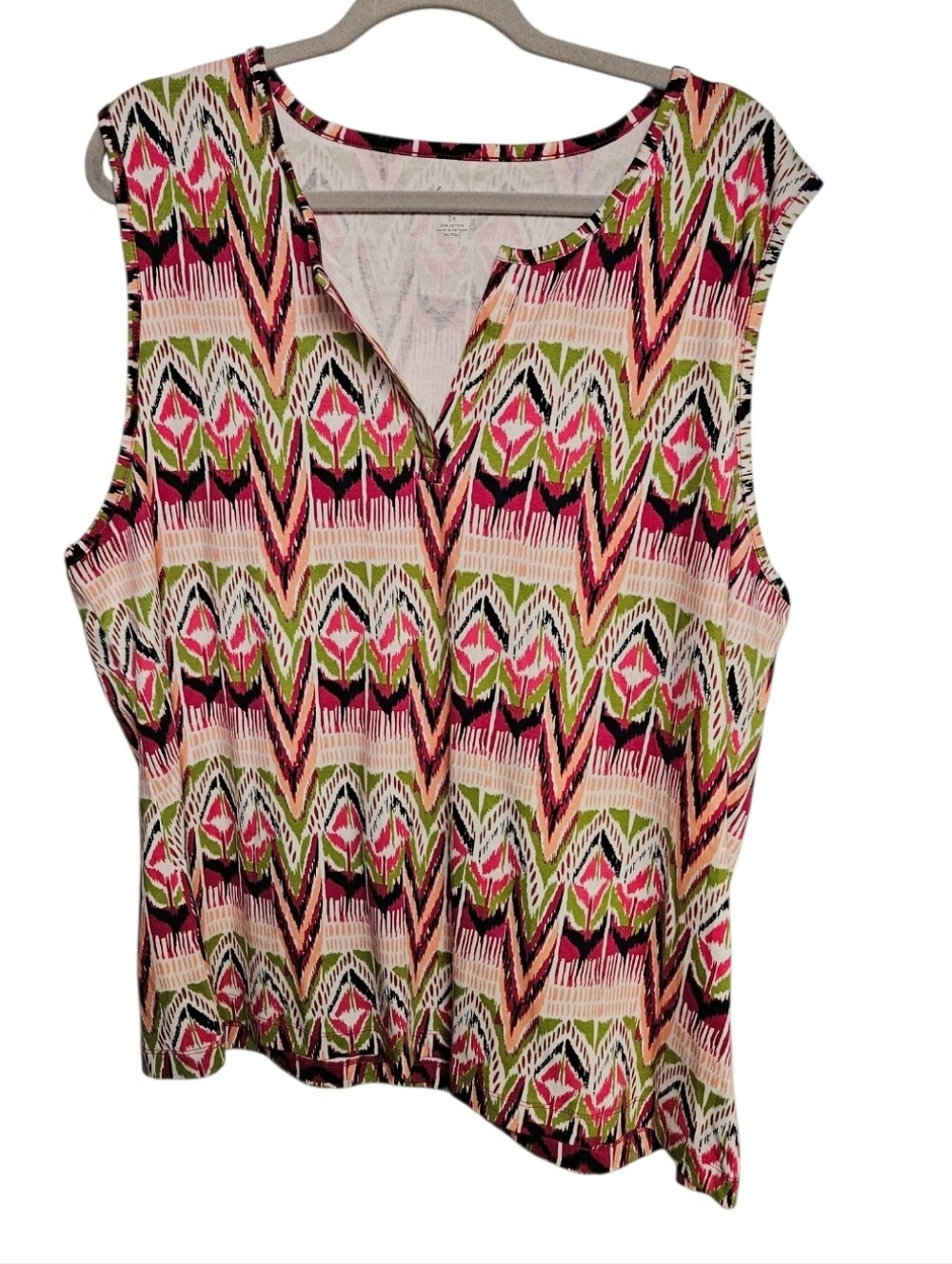 Kim Rogers Sleeveless V-Neck Camisole - Pink, Green & Black